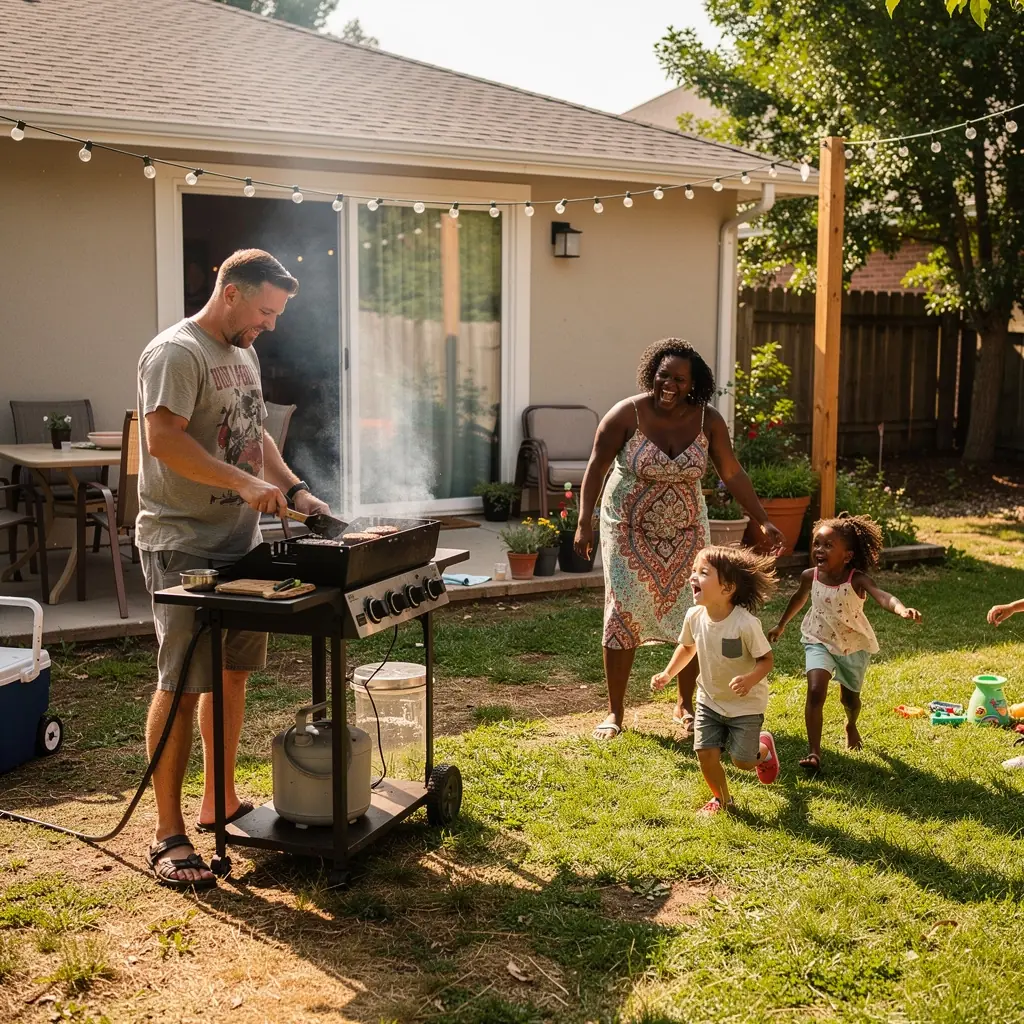 Zielony park z placem zabaw w okolicy domów na sprzedaż.