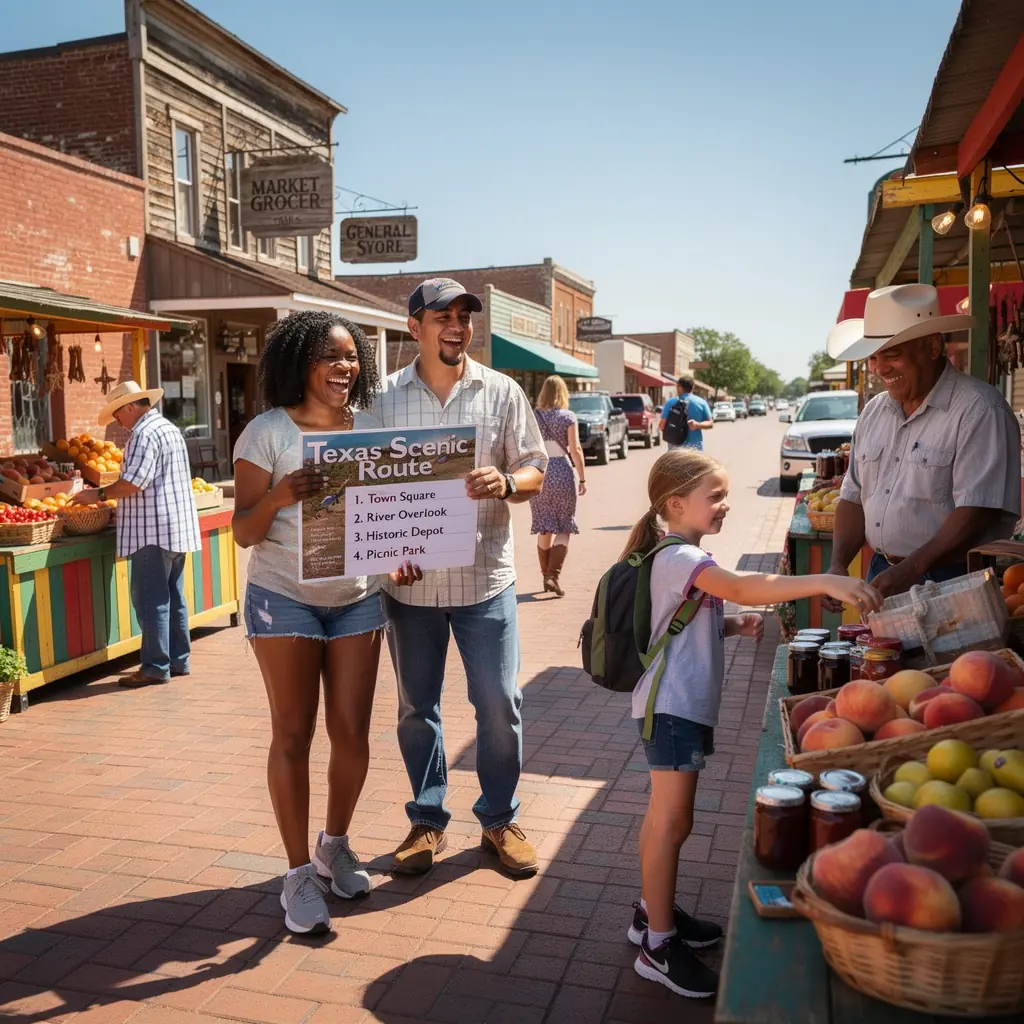 Przystanek na trasie z widokiem na malownicze jeziora i lasy.